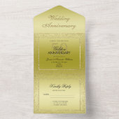 Stylish Gold Confetti 50th Golden Wedding All In One Uitnodiging (Binnen)