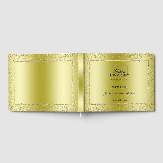 Stylish Gold Confetti 50th Golden Wedding Gastenboek (Volledig)