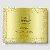 Stylish Gold Confetti 50th Golden Wedding Gastenboek (Voorkant)
