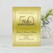 Stylish Gold Confetti 50th Golden Wedding Kaart (Staand voorkant)
