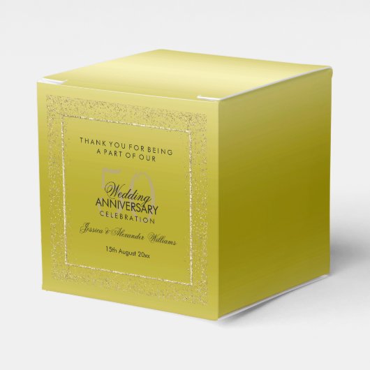 Stylish Gold Confetti 50th Wedding Hartelijk dank Bedankdoosjes (Voorkant Zijde)
