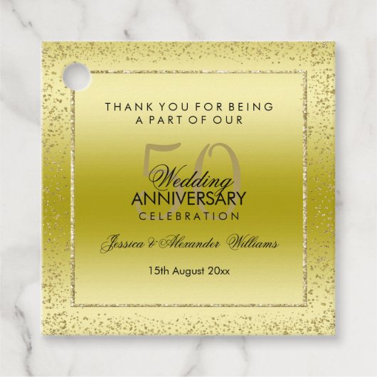 Stylish Gold Confetti 50th Wedding Hartelijk dank Bedankjes Labels (Voorkant)