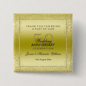 Stylish Gold Confetti 50th Wedding Hartelijk dank Vierkante Button 5,1 Cm (Voorkant)