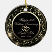 Stylish Gold Confetti 50th Wedding Jubileum Keramisch Ornament (Voorkant)