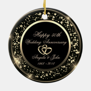 Stylish Gold Confetti 50th Wedding Jubileum Keramisch Ornament
