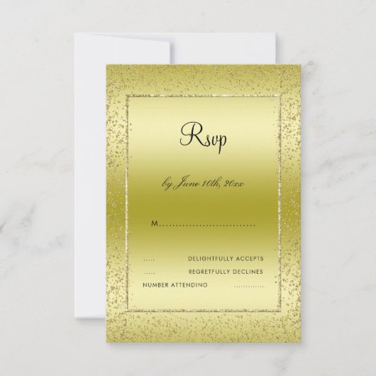 Stylish Gold Confetti 50th Wedding RSVP Kaartje (Voorkant)