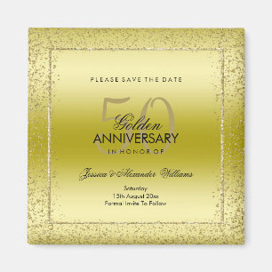 Stylish Gold Confetti 50th Wedding Save the Date Magneet