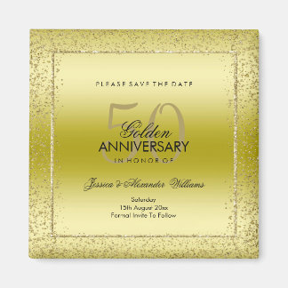 Stylish Gold Confetti 50th Wedding Save the Date Magneet