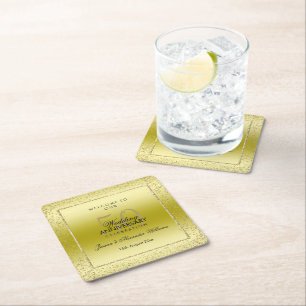 Stylish Gold Confetti 50th Wedding Square  Kartonnen Onderzetters