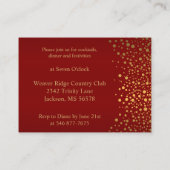 Stylish Gold Confetti Maroon Wedding Informatiekaartje (Achterkant)