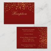 Stylish Gold Confetti Maroon Wedding Informatiekaartje (Voorkant / Achterkant)