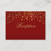 Stylish Gold Confetti Maroon Wedding Informatiekaartje (Voorkant)