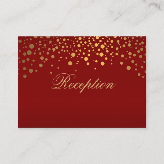 Stylish Gold Confetti Maroon Wedding Informatiekaartje (Voorkant)