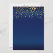 Stylish Gold Confetti Navy Blue Wedding Invitation Kaart (Achterkant)