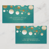 Stylish Gold Confetti Stippen Turquoise Visitekaartje (Voorkant / Achterkant)