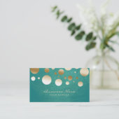 Stylish Gold Confetti Stippen Turquoise Visitekaartje (Staand voorkant)