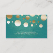 Stylish Gold Confetti Stippen Turquoise Visitekaartje (Achterkant)