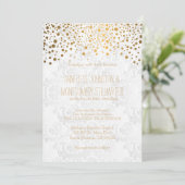 Stylish Gold Confetti Stippen Wedding Theme Kaart (Staand voorkant)