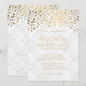 Stylish Gold Confetti Stippen Wedding Theme Kaart (Voorkant / Achterkant)