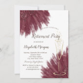 Stylish Gold Confetti Wine Glass Burgundy Kaart (Voorkant)