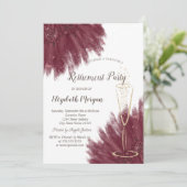 Stylish Gold Confetti Wine Glass Burgundy Kaart (Staand voorkant)