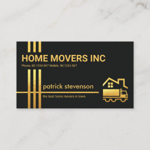 Stylish Gold Crisscross Lines Home Movers Truck Visitekaartje