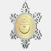 Stylish Gold Diamonds 10th Wedding Jubileum Tin Sneeuwvlok Ornament (Rechts)