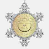 Stylish Gold Diamonds 10th Wedding Jubileum Tin Sneeuwvlok Ornament (Voorkant)