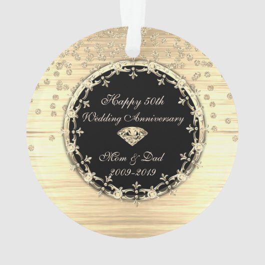 Stylish Gold Diamonds 50th Wedding Jubileum Ornament (achterkant)