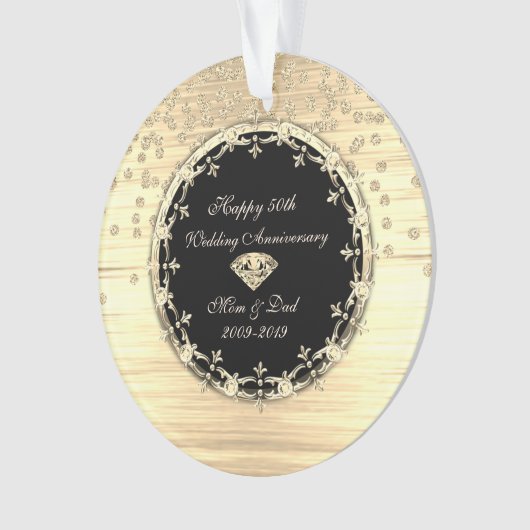 Stylish Gold Diamonds 50th Wedding Jubileum Ornament (voorkant)