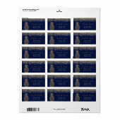 Stylish Gold Diamonds Gold Pineapple Navy Blue Etiket (Full Sheet)