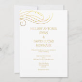 Stylish Gold Flourish Wedding Invitation Kaart (Voorkant)