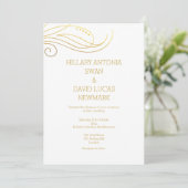 Stylish Gold Flourish Wedding Invitation Kaart (Staand voorkant)