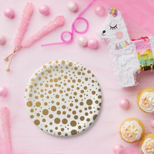 Stylish Gold Foil Confetti Stippen Papieren Bordje (Feest)