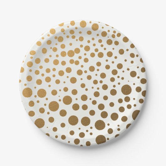 Stylish Gold Foil Confetti Stippen Papieren Bordje (Voorkant)