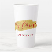 Stylish Gold Foil Merry kersttypografie Latte Mok (Voorkant)