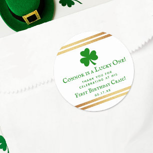 Stylish Gold Foil St. Patrick's 1e verjaardag Favo Ronde Sticker