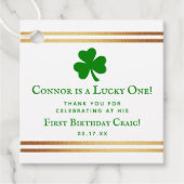 Stylish Gold Foil St. Patrick's Day 1st Birthday Bedankjes Labels (Voorkant)