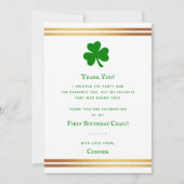 Stylish Gold Foil St. Patrick's Day 1st Birthday Bedankkaart (Voorkant)