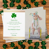 Stylish Gold Foil St. Patrick's Day 1st Birthday Bedankkaart