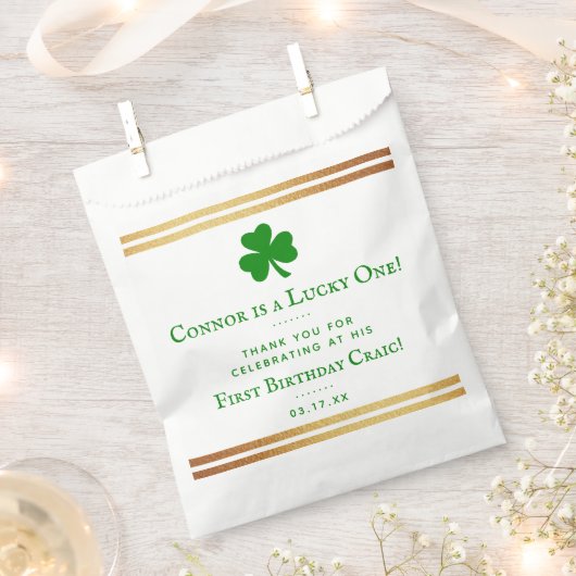 Stylish Gold Foil St. Patrick's Day 1st Birthday Bedankzakje (Geknipt)
