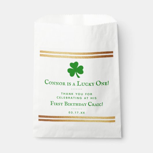 Stylish Gold Foil St. Patrick's Day 1st Birthday Bedankzakje (Voorkant)
