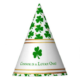 Stylish Gold Foil St. Patrick's Day 1st Birthday Feesthoedjes