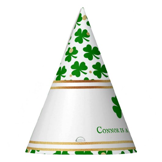 Stylish Gold Foil St. Patrick's Day 1st Birthday Feesthoedjes (Links)