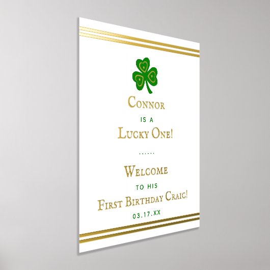 Stylish Gold Foil St. Patrick's Day 1st Birthday Folie Afdrukken (Laagn)
