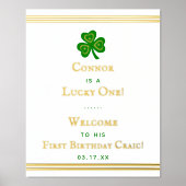Stylish Gold Foil St. Patrick's Day 1st Birthday Folie Afdrukken (Voorkant)