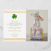 Stylish Gold Foil St. Patrick's Day 1st Birthday Folie Uitnodiging (Voorkant)