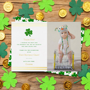 Stylish Gold Foil St. Patrick's Day 1st Birthday Folie Uitnodiging
