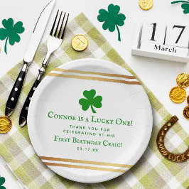 Stylish Gold Foil St. Patrick's Day 1st Birthday Papieren Bordje
