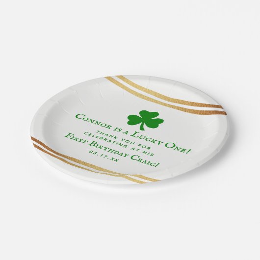 Stylish Gold Foil St. Patrick's Day 1st Birthday Papieren Bordje (Gekanteld)